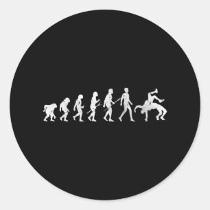 Coole evolutie van het menselijke worstelen Martia Ronde Sticker