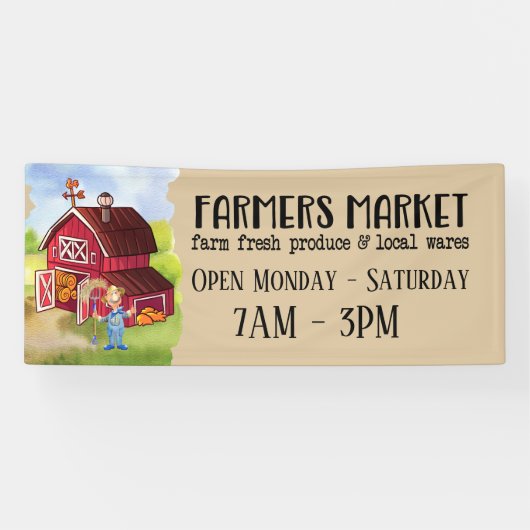 coole Farmers Market voegt tekst toe Spandoek (Horizontaal)
