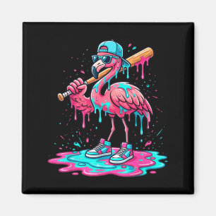 Coole flamingo honkbal ijs druppel grappige sport magneet