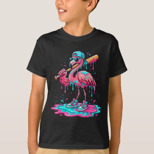 Coole flamingo honkbal ijs druppel grappige sport t-shirt