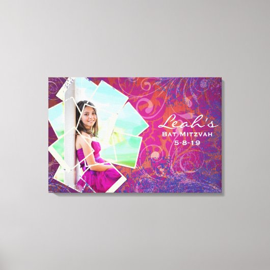 COOLE FOTO COLLAGE Bat Mitzvah Sign In Board Canvas Afdruk (Voorkant)
