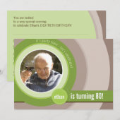 COOLE FOTO VERJAARDAG UITNODIGT :: circulair 5L Kaart (Voorkant / Achterkant)