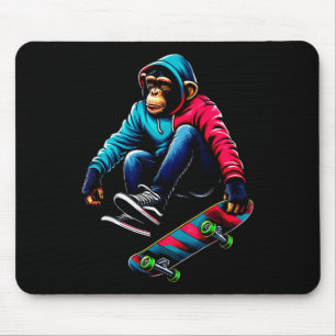 Coole funky chimpansee skateboarden illustratie A Muismat