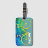 coole gele fiets grafische kunst bagagelabel (Voorkant (verticaal))