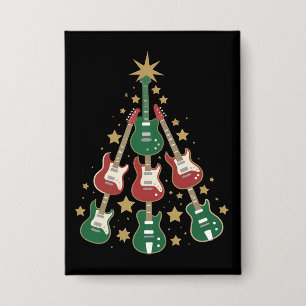 Coole gitaar kerstboom gitaar liefhebbers kerst button