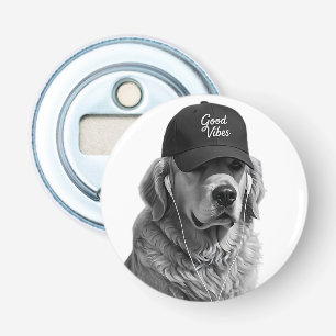 Coole Golden Retriever Good Vibes Flesopener Button Flesopener