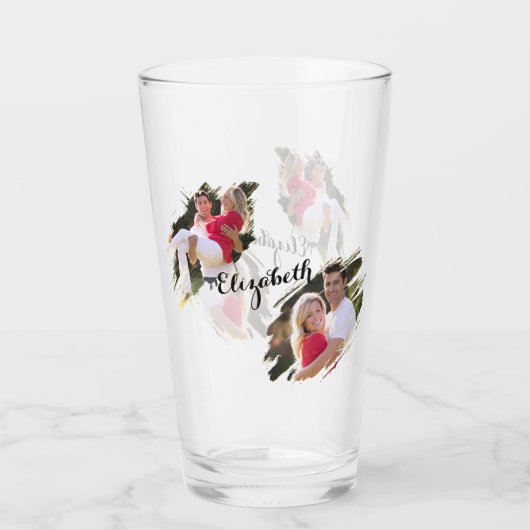 Coole Graffiti Gescheurde Effect Foto's Monogram B Glas (Achterkant)