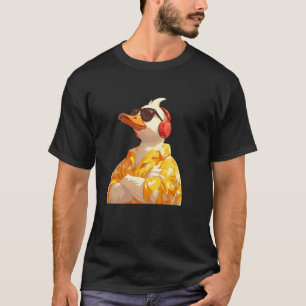Coole grappige muziek hipster gele eend illustrati t-shirt