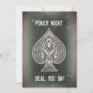 Coole Grunge Retro Poker Aas van Schoppen Feest Ui Kaart