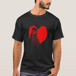 Coole Haan In Rode Hart Kippenboerderij T-shirt
