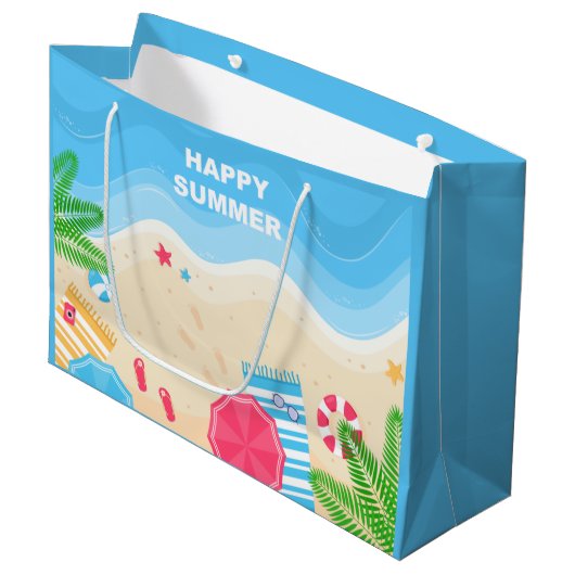 coole Happy Summer Beach Groot Cadeauzakje (Voorkant Gekanteld)
