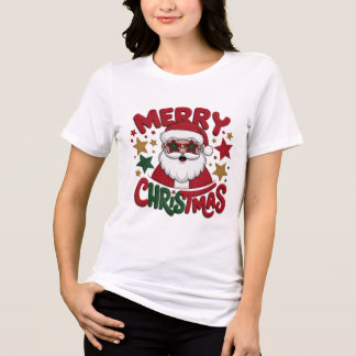 Coole Hipster Kerstman Zonnebril Retro Gezicht	 Tri-Blend Shirt