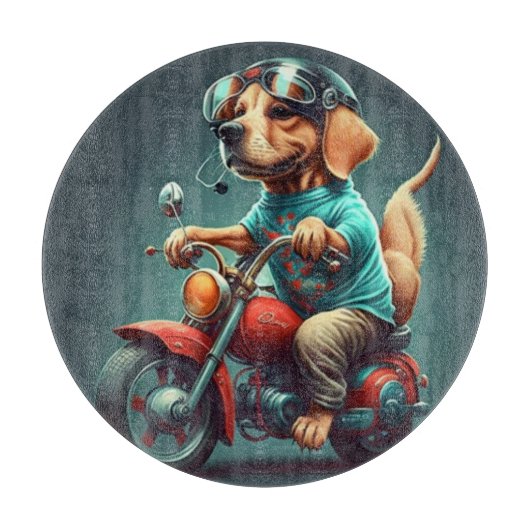 Coole hond die een motor bestuurt snijplank (Voorkant)