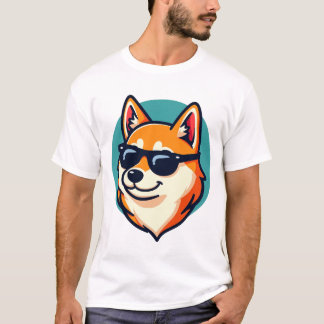 Coole hond met zonnebril Cute cartoon huisdier mas T-shirt