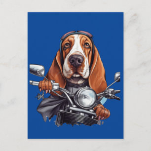 Coole honden biker, schattige basset hound honden  briefkaart