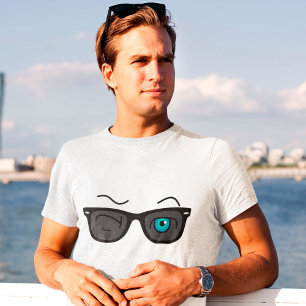 Coole iconische knipoog zwarte zonnebril t-shirt