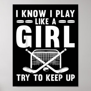 Coole ijshockey voor vrouwen Meisjes veldhockey li Poster