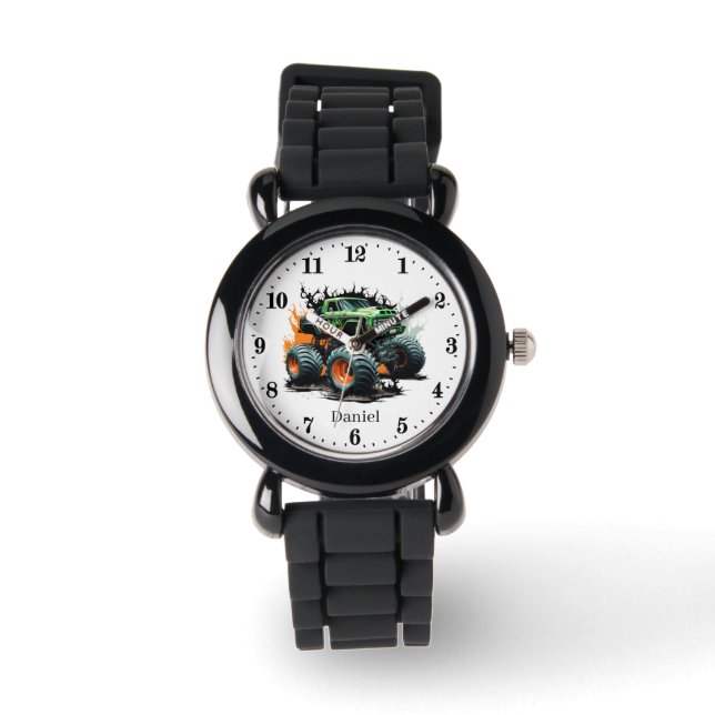 Coole jongens grote vrachtwagenliefhebbers horloge (Voorkant)