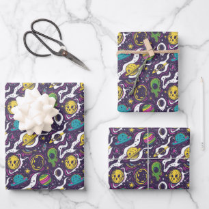 Coole jongens ruimte liefhebbers betegeld feest inpakpapier vel