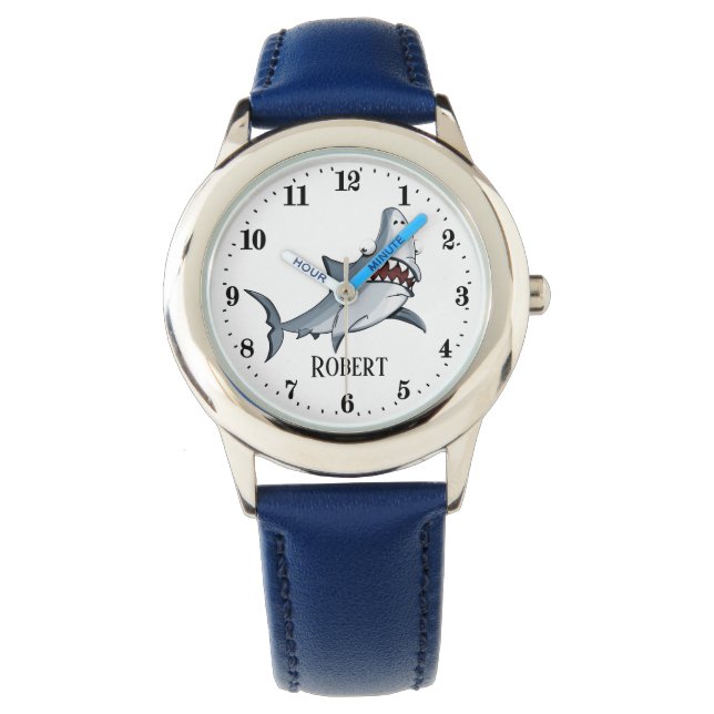 coole jongens shark horloge toevoegen naam (Voorkant)