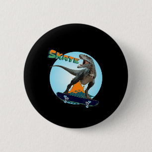 Coole jongens skeeleren T Rex dinosaurus skateboar Ronde Button 5,7 Cm