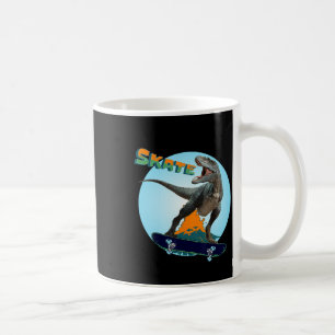 Coole jongens skeelerende T Rex dinosaurus skatebo Koffiemok