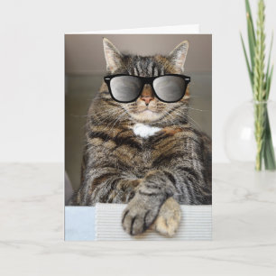 COOLE KAT VERJAARDAG ZONNEBRIL KAARTEN
