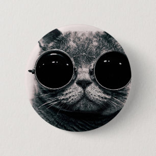 coole kattenkool met schoppen ronde button 5,7 cm