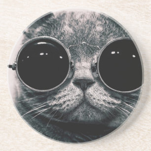 coole kattenkool met schoppen zandsteen onderzetter