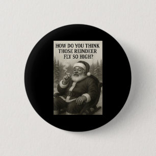 Coole kerstman die wiet rookt kerstcitaat  ronde button 5,7 cm