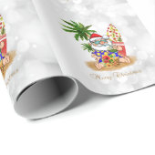 Coole Kerstman,Palmboom,Beach Bokeh  Cadeaupapier (Rol Hoek)