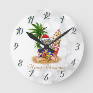 Coole kerstman,Palmboom,Strand Bokeh Ronde Klok