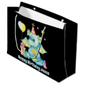coole kinder unisex dragon voegt naam Happy Birthd Groot Cadeauzakje (Voorkant Gekanteld)
