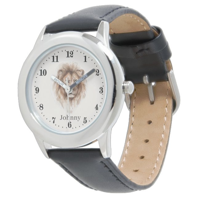 coole kinder unisex lion add name horloge (Gekanteld)