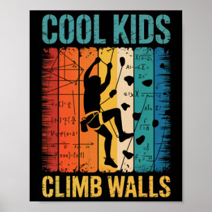 Coole Kinderen Klimmen Muren Rots Klimmen Bouldere Poster