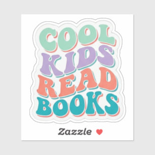 Coole kinderen lezen boeken - golvend boekliefhebb sticker