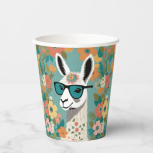 Coole lama in zonnebril bloem papieren bekers