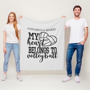 coole liefde volleybal hart voeg naam toe fleece deken