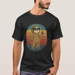 Coole luiaard in retro stijl met zonnebril t-shirt