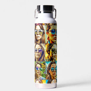 Coole meiden in zonnebrillen AI-kunst Waterfles