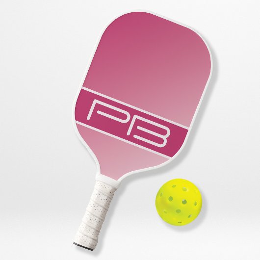 Coole Moderne Dubbele Initialen Gradiënt Roze Meis Pickleball Paddle