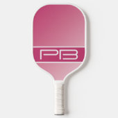 Coole Moderne Dubbele Initialen Gradiënt Roze Meis Pickleball Paddle (Voorkant)