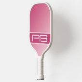 Coole Moderne Dubbele Initialen Gradiënt Roze Meis Pickleball Paddle (Links)