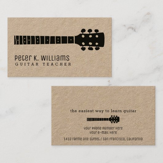 Coole moderne gitaar leraar visitekaartje (Voorkant / Achterkant)