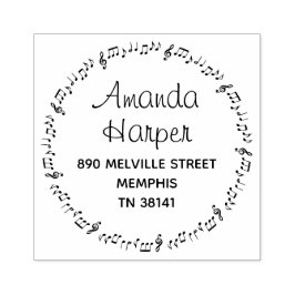 Coole muzieknoten muzikant rond retouradres 	rubberstempel