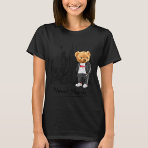 Coole New York City Teddybeer Illustratie Grafisch T-shirt