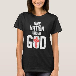 Coole One Nation Under God Religie Rode Kruis Acti T-shirt