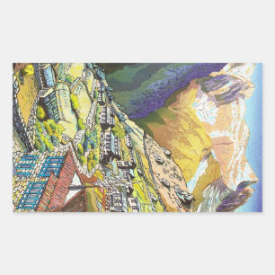 Coole oosterse Namche Bazar Tibet bergkunst Rechthoekige Sticker