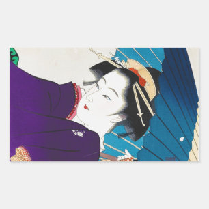 Coole oosterse Takane Koko Geisha met paraplu Rechthoekige Sticker
