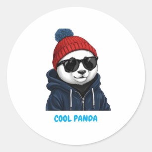 Coole Panda met Bril & Muts Ronde Sticker